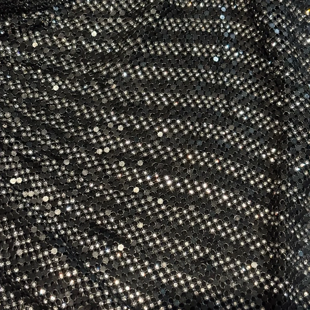 STEVE MADDEN JANET SPARKLE SILVER & BLACK BACKLESS COWL NECK PARTY HALTER TOP - Picture 12 of 14